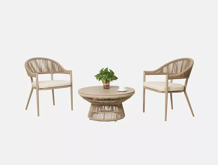 Virasat Outdoor Patio Seating Set 2 Chairs and 1 Table Set (Beige)-VIRASAT FURNITURE & FURNISHING