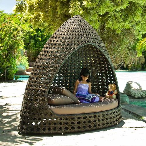 Virasat Outdoor Poolside Sunbed With Cushion Daybed (Brown)-VIRASAT FURNITURE & FURNISHING