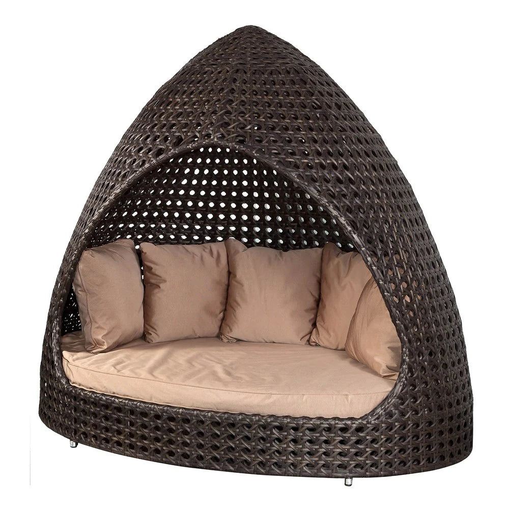 Virasat Outdoor Poolside Sunbed With Cushion Daybed (Brown)-VIRASAT FURNITURE & FURNISHING