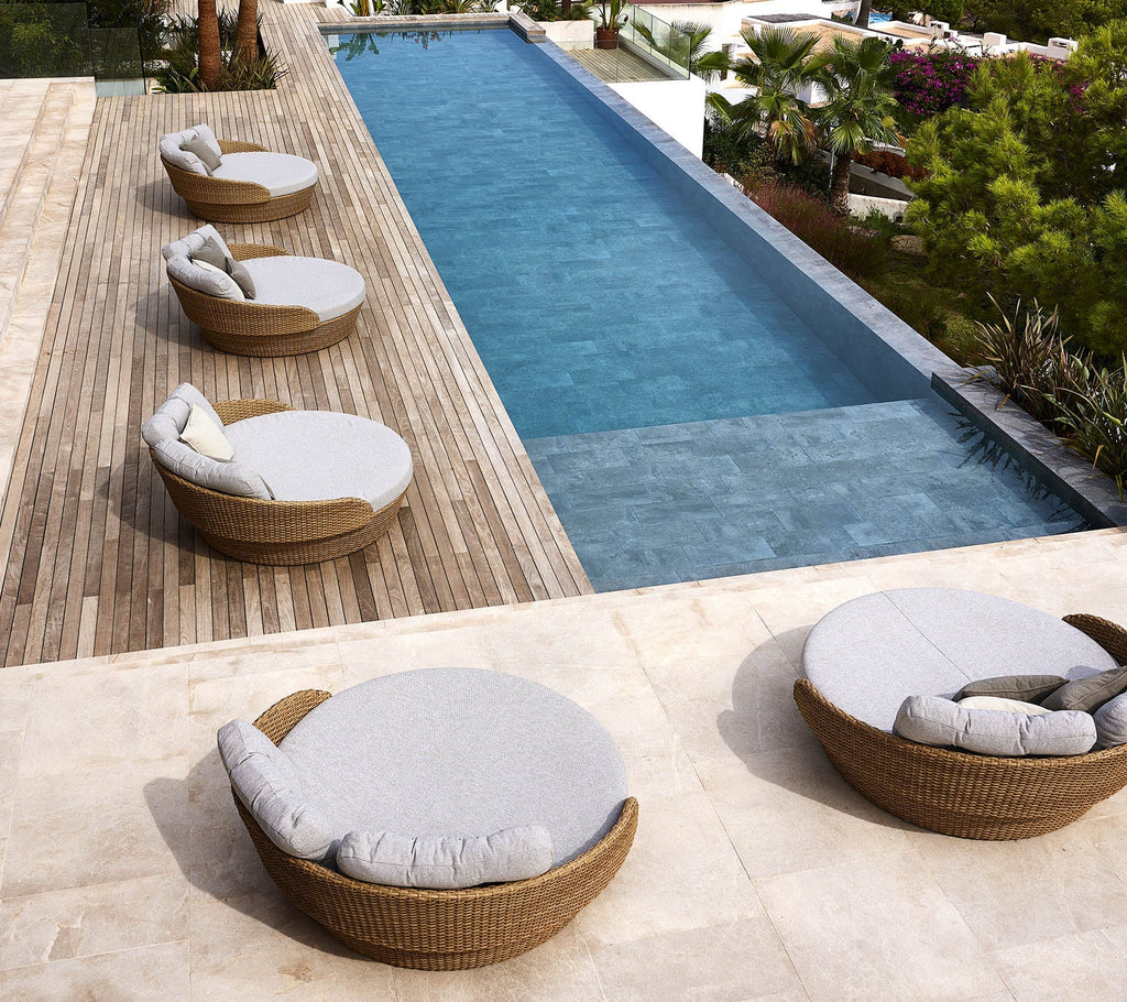 Virasat Outdoor Poolside Sunbed With Cushion Daybed (Honey Brown)-VIRASAT FURNITURE & FURNISHING