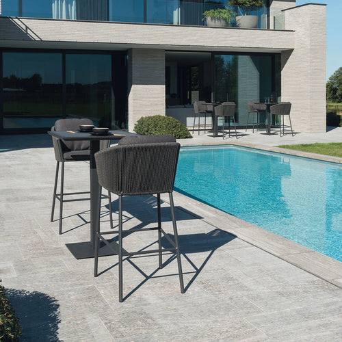 Virasat Outdoor Patio Bar Set 2 Chairs and 1 Table Set (Dark Grey) Braided & Rope-VIRASAT FURNITURE & FURNISHING