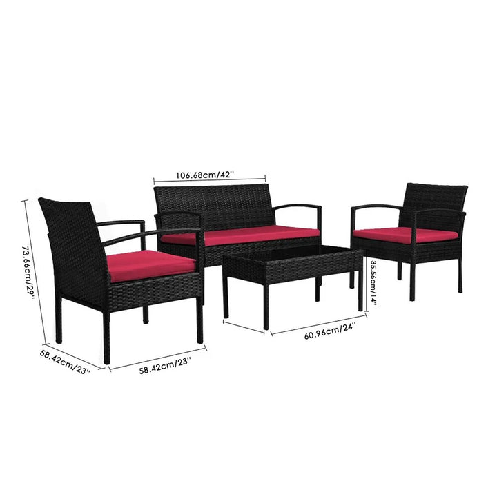 Virasat Aver Outdoor Sofa Set 2 Seater , 2 Single seater and 1 Center Table Set (Black)