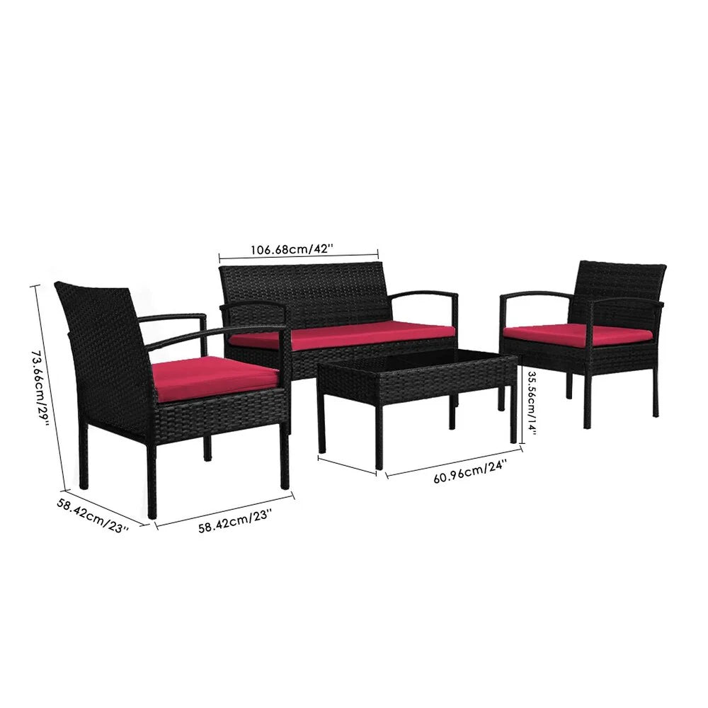Virasat Outdoor Sofa Set 2 Seater, 2 Single Seater and 1 Center Table Set (Black)-VIRASAT FURNITURE & FURNISHING