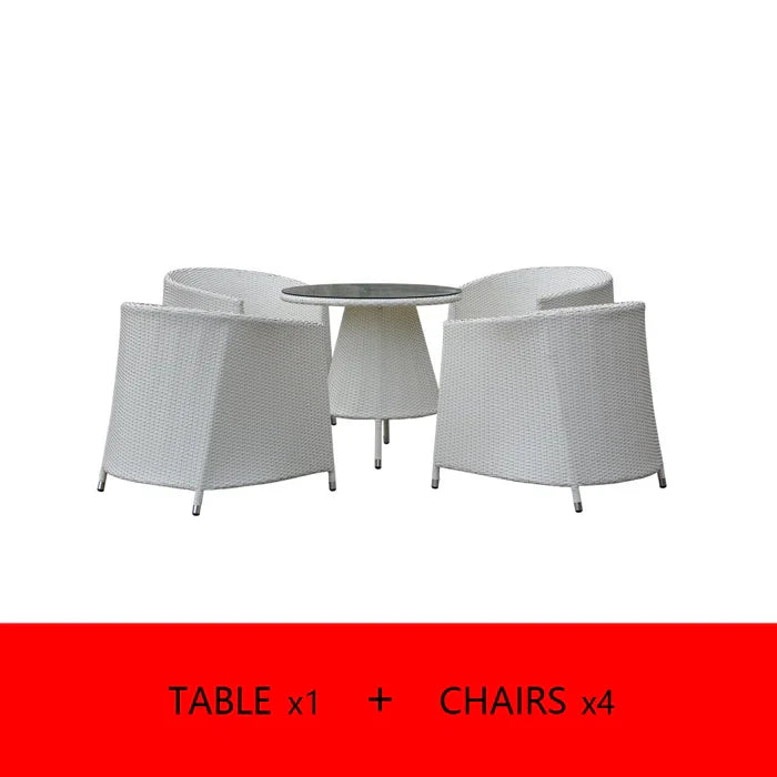 Virasat Outdoor Patio Seating Set 4 Chairs and 1 Table Set (White)-VIRASAT FURNITURE & FURNISHING