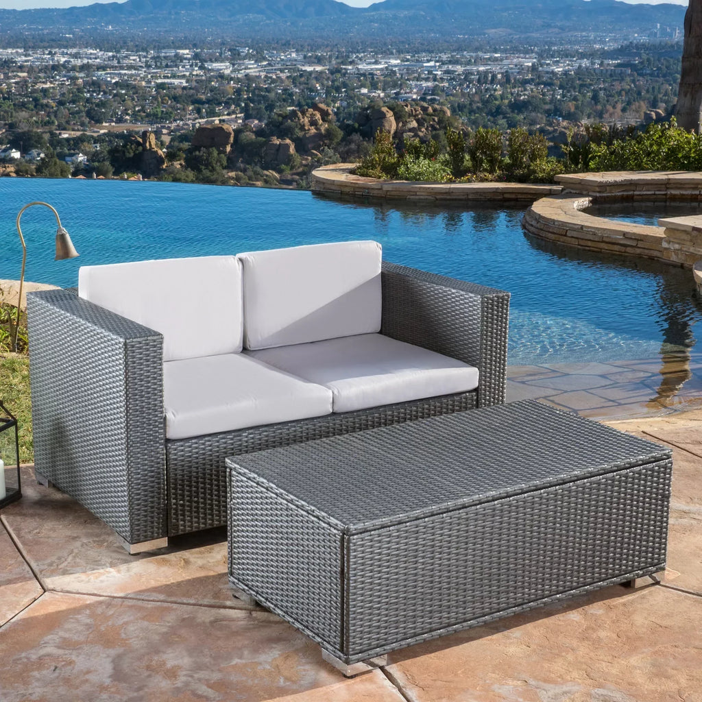 Virasat Outdoor Patio Sofa Set 2 Seater and 1 Center table Set (Dark Grey)-VIRASAT FURNITURE & FURNISHING