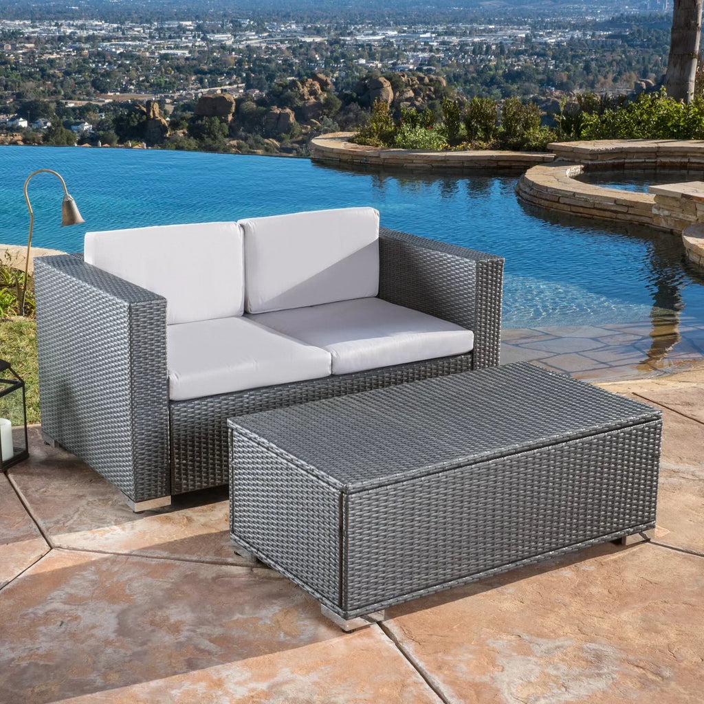 Virasat Outdoor Patio Sofa Set 2 Seater and 1 Center table Set (Dark Grey)-VIRASAT FURNITURE & FURNISHING