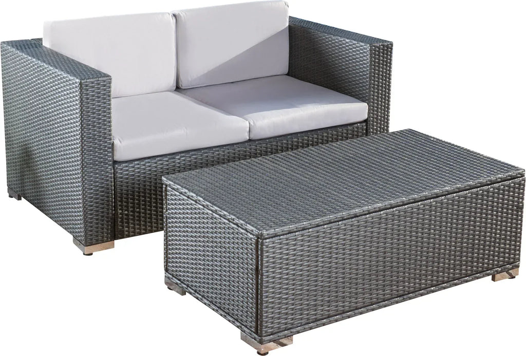 Virasat Outdoor Patio Sofa Set 2 Seater and 1 Center table Set (Dark Grey)-VIRASAT FURNITURE & FURNISHING