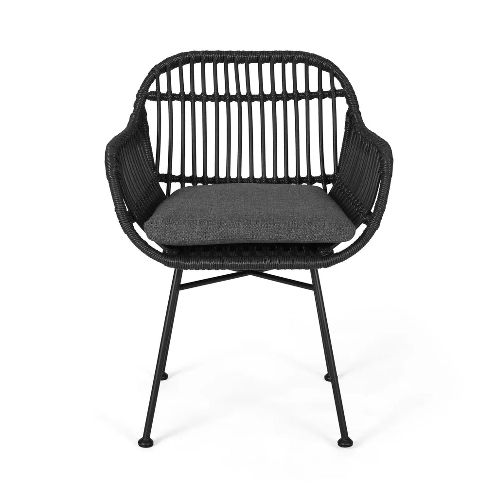 Virasat Outdoor Patio Seating Set 2 Chairs and 1 Table Set Black-VIRASAT FURNITURE & FURNISHING