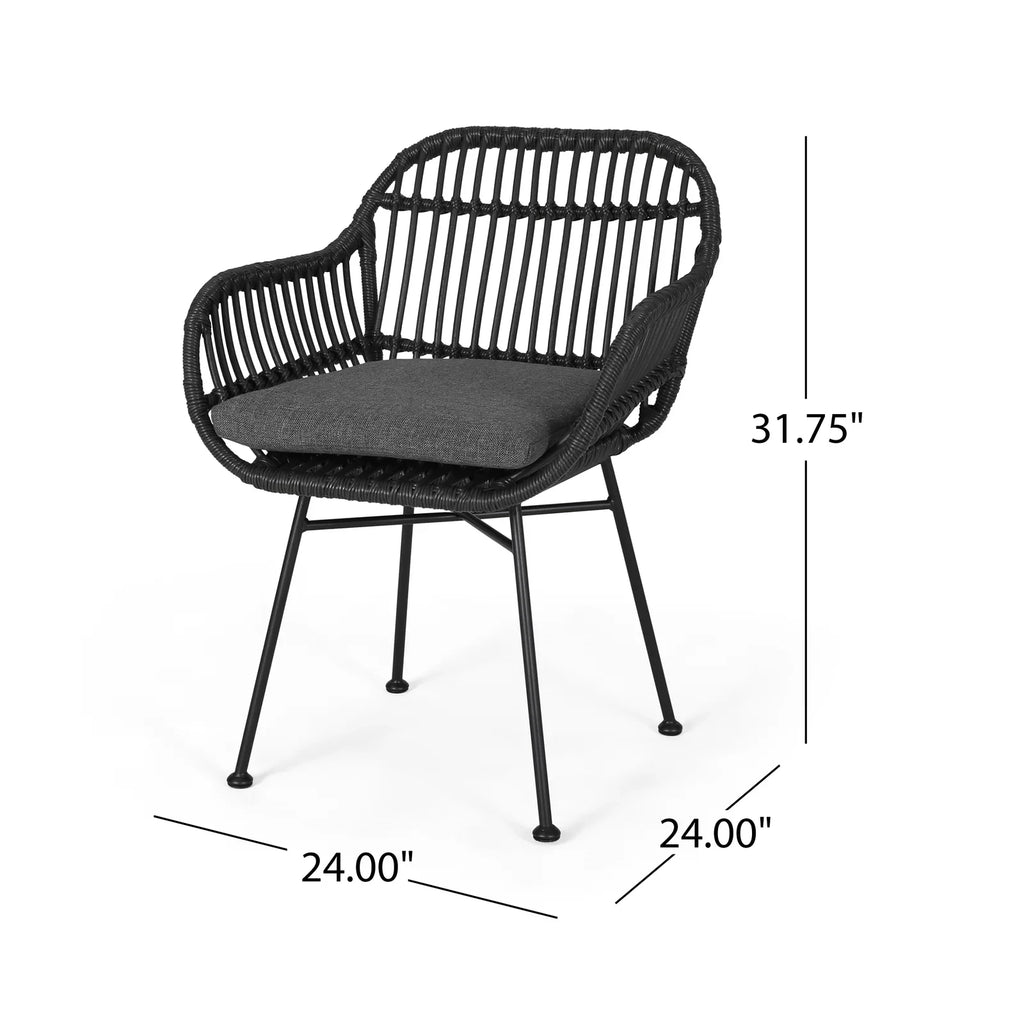 Virasat Outdoor Patio Seating Set 2 Chairs and 1 Table Set Black-VIRASAT FURNITURE & FURNISHING