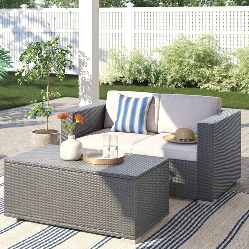 Virasat Outdoor Patio Sofa Set 2 Seater and 1 Center table Set (Dark Grey)-VIRASAT FURNITURE & FURNISHING