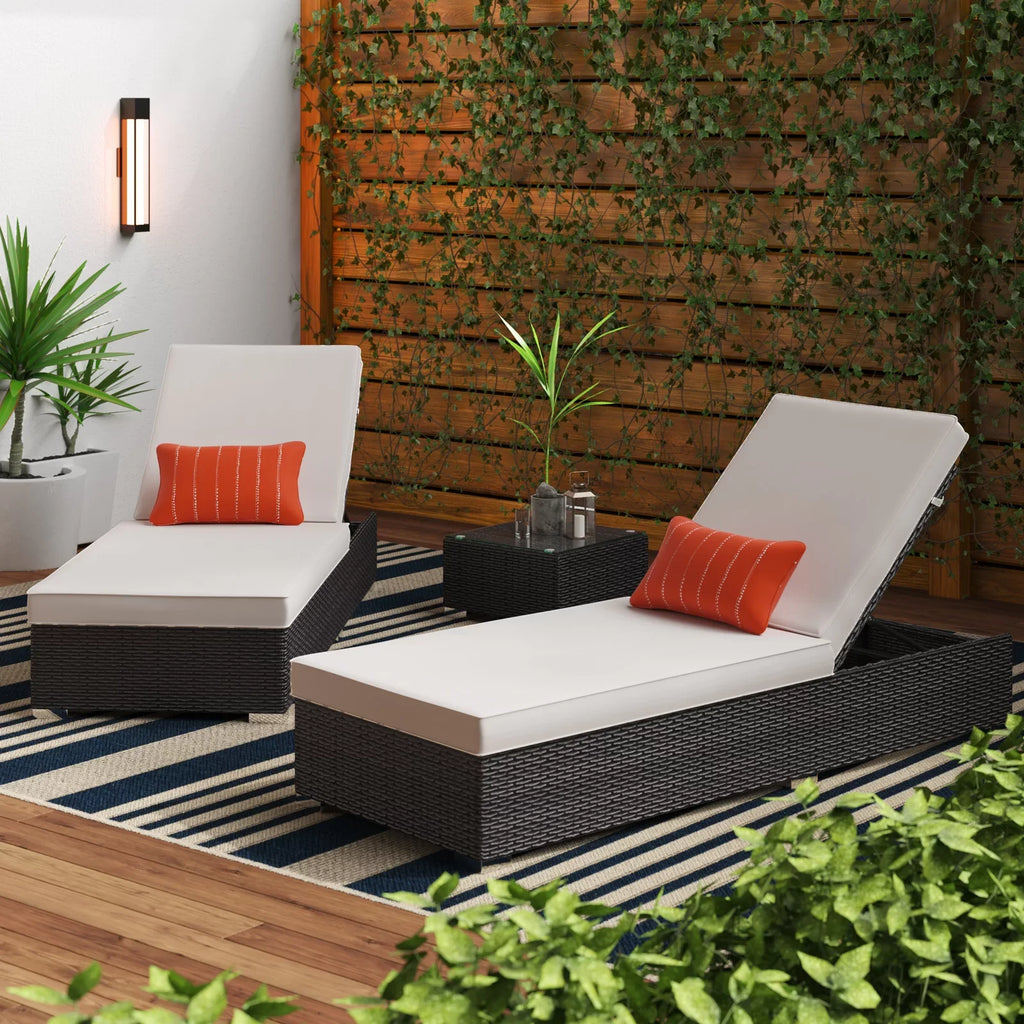 Virasat Outdoor Swimming Poolside Lounger Set of 2 Dark Brown-VIRASAT FURNITURE & FURNISHING