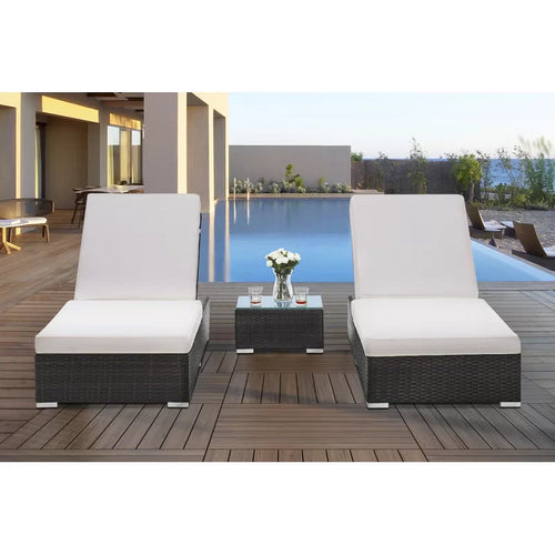 Virasat Outdoor Swimming Poolside Lounger Set of 2 Dark Brown-VIRASAT FURNITURE & FURNISHING