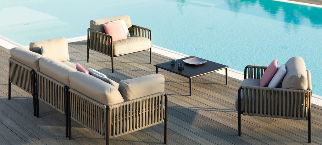Virasat Outdoor Garden Balcony Sofa Set 3 Seater, 2 Single Seater 1 Center Table Set, Braided Rope (Tan)-VIRASAT FURNITURE & FURNISHING