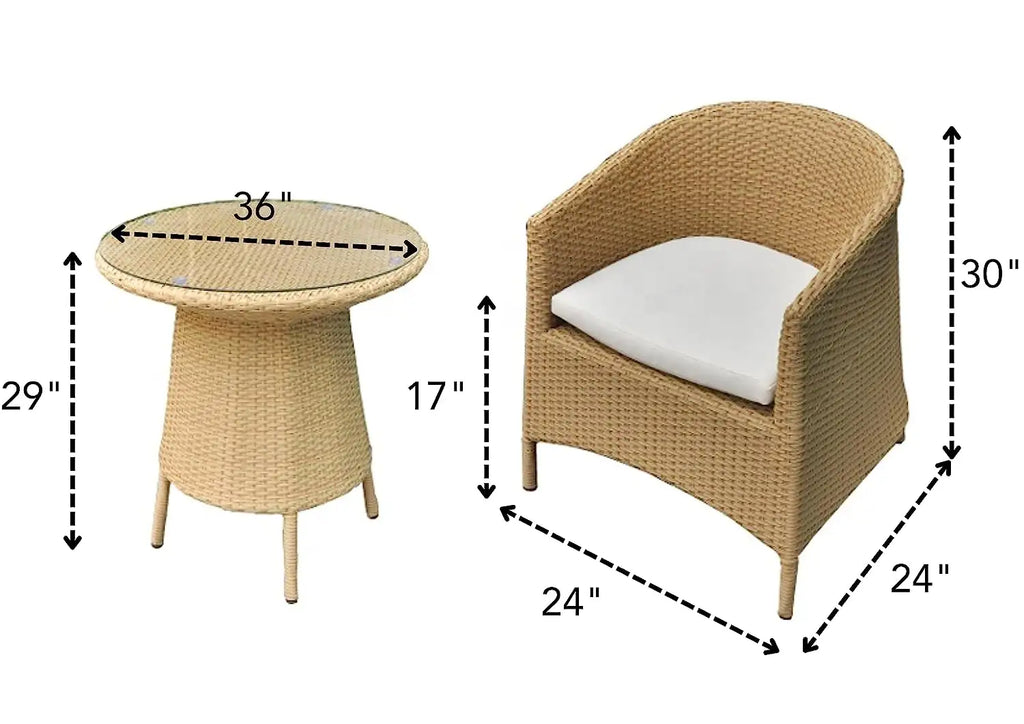 Virasat Outdoor Patio Seating Set 4 Chairs and 1 Table Set (Honey)-VIRASAT FURNITURE & FURNISHING