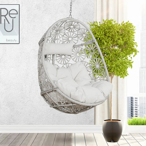 Virasat Single Seater Hanging Swing Without Stand For Balcony, Garden Swing (White)-VIRASAT FURNITURE & FURNISHING