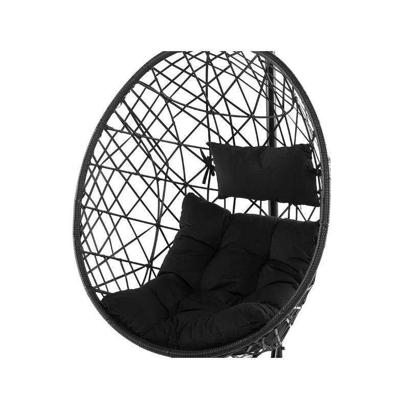 Virasat Single Seater Hanging Swing With Stand For Balcony, Garden Swing (Black)-VIRASAT FURNITURE & FURNISHING