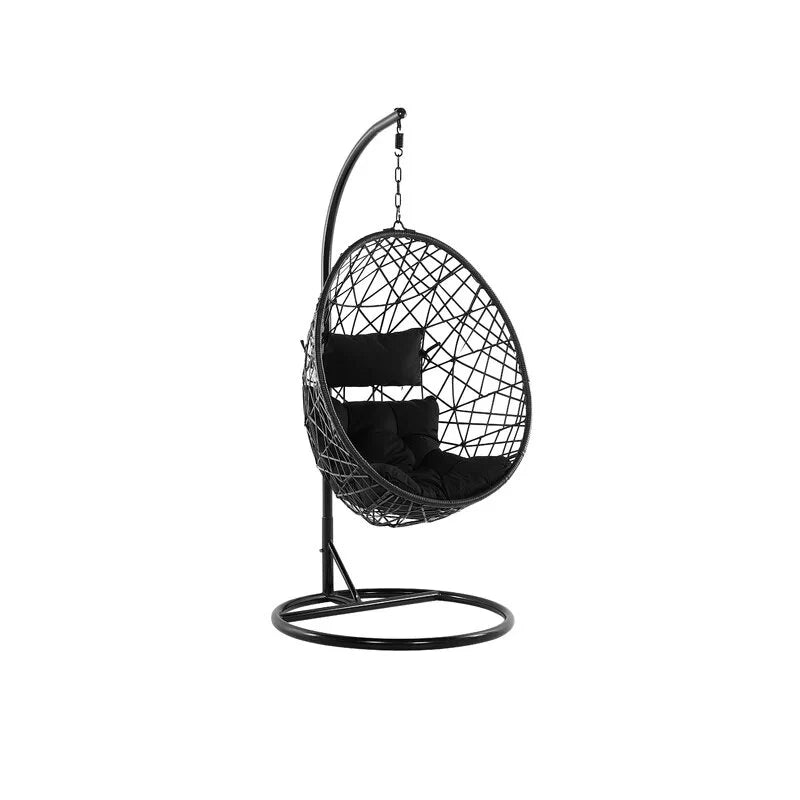 Virasat Single Seater Hanging Swing With Stand For Balcony, Garden Swing (Black)-VIRASAT FURNITURE & FURNISHING