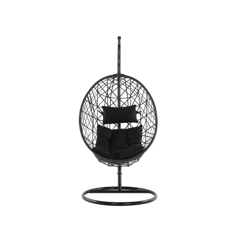 Virasat Single Seater Hanging Swing With Stand For Balcony, Garden Swing (Black)-VIRASAT FURNITURE & FURNISHING