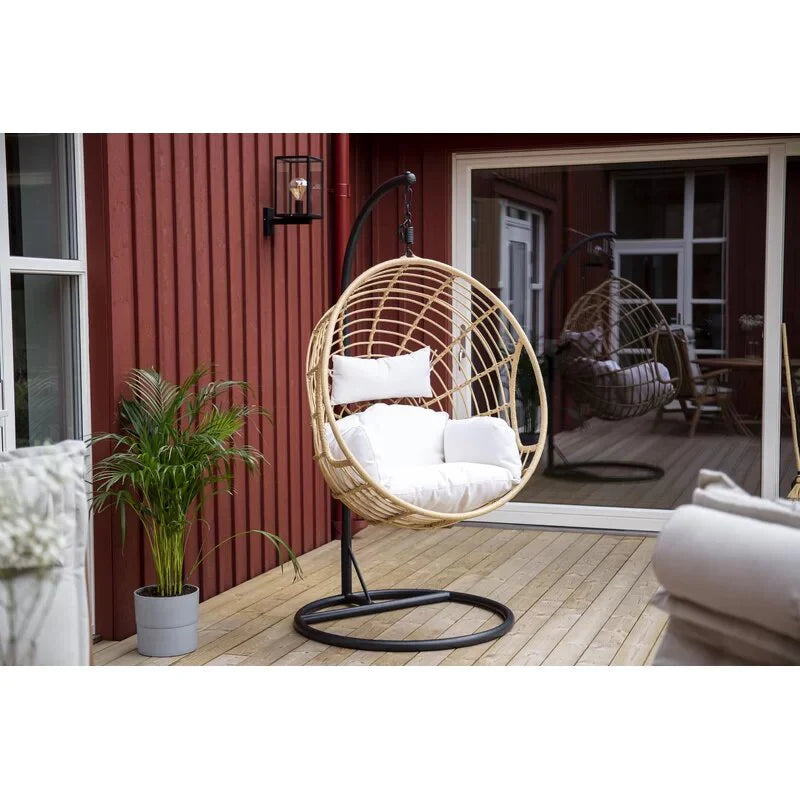 Virasat Single Seater Hanging Swing With Stand For Balcony, Garden Swing (Gold)-VIRASAT FURNITURE & FURNISHING