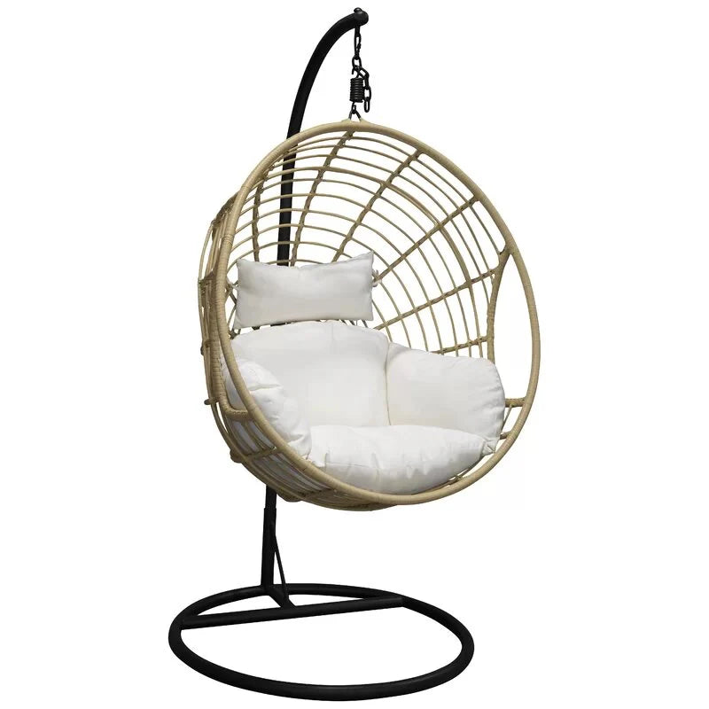 Virasat Single Seater Hanging Swing With Stand For Balcony, Garden Swing (Gold)-VIRASAT FURNITURE & FURNISHING