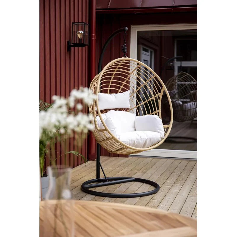 Virasat Single Seater Hanging Swing With Stand For Balcony, Garden Swing (Gold)-VIRASAT FURNITURE & FURNISHING