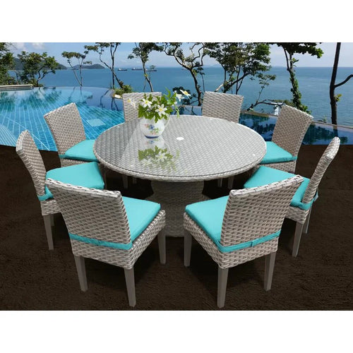 Virasat Outdoor Patio Dining Set 8 Chairs and 1 Table (Silver)-VIRASAT FURNITURE & FURNISHING