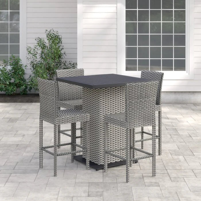 Virasat Outdoor Patio Bar Sets 4 Chairs 1 Table Silver