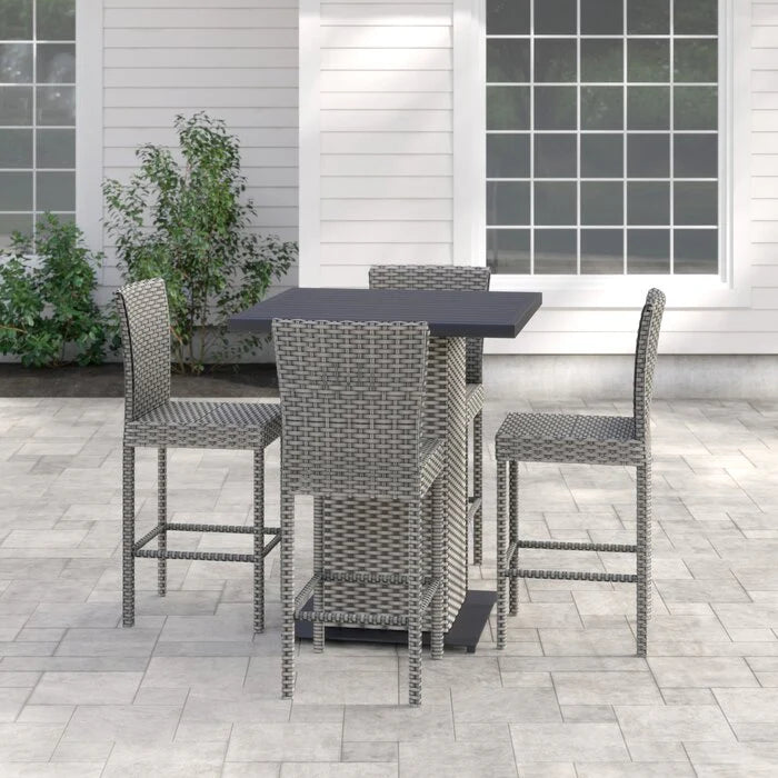Virasat Outdoor Patio Bar Sets 4 Chairs 1 Table Silver