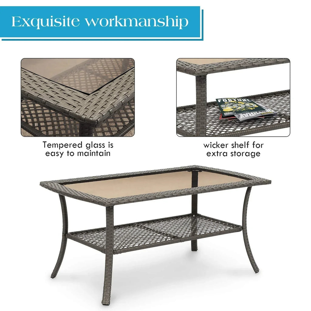 Virasat Outdoor Sofa Set 2 Seater, 2 Single Seater and 1 Center Table (Grey)-VIRASAT FURNITURE & FURNISHING