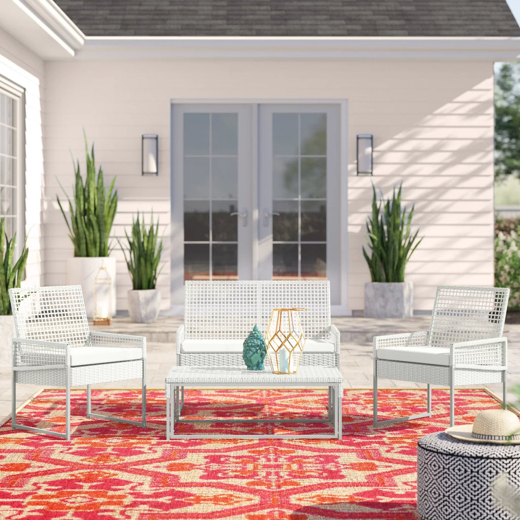 Virasat Outdoor Garden Balcony Sofa Set 2 Seater, 2 Single Seater and 1 Center Table Set (White)-VIRASAT FURNITURE & FURNISHING