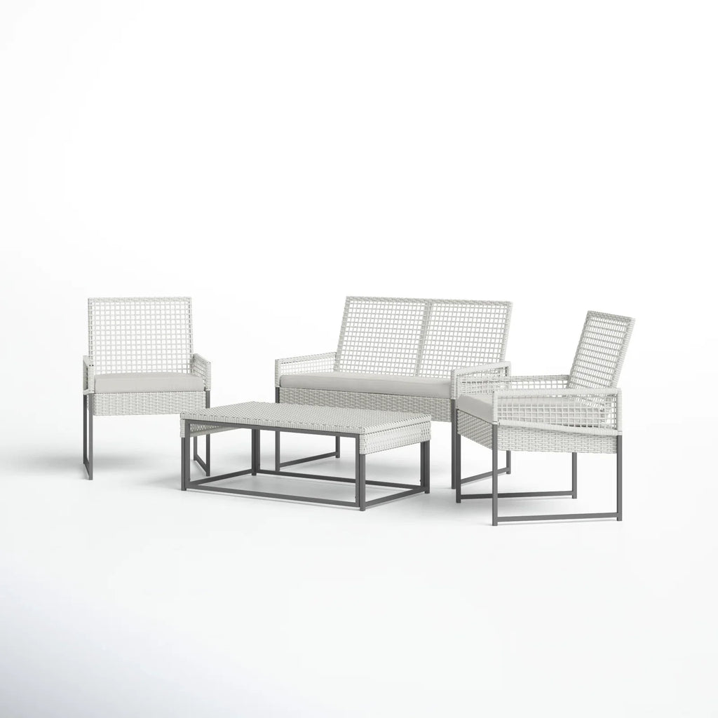 Virasat Outdoor Garden Balcony Sofa Set 2 Seater, 2 Single Seater and 1 Center Table Set (White)-VIRASAT FURNITURE & FURNISHING