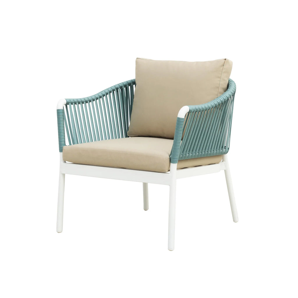 Virasat Outdoor Garden Balcony Sofa Set 2 Seater, 2 Single Seater and 1 Center Table Set, Braid & Rope (White + Blue)-VIRASAT FURNITURE & FURNISHING