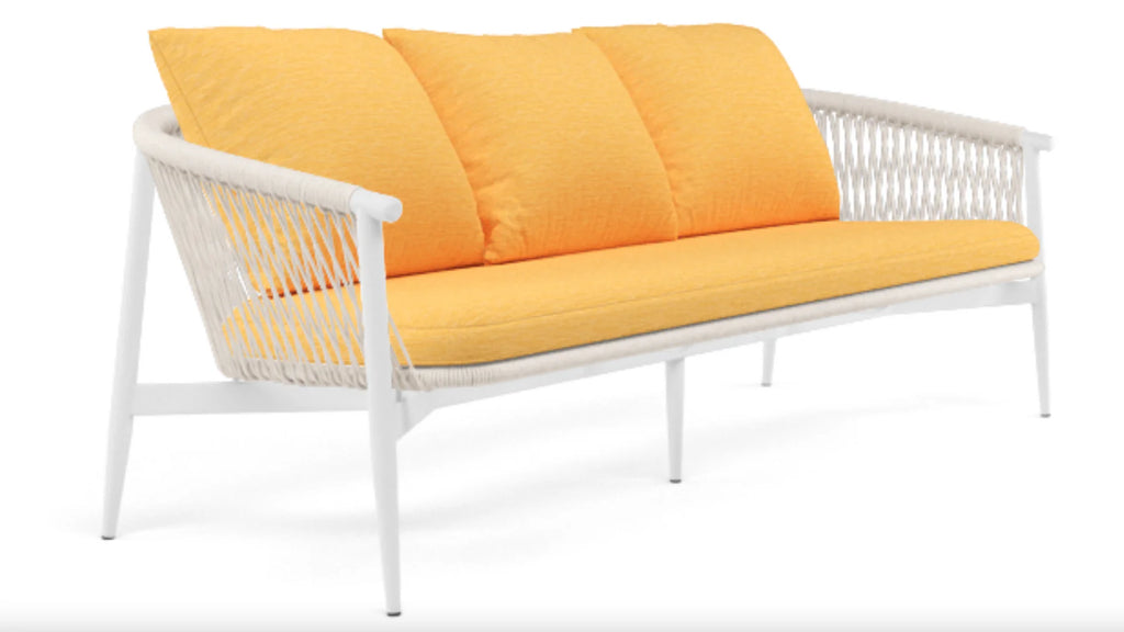 Virasat Outdoor Sofa Set 3 Seater , 2 Single seater and 2 Center Table Set (White + Yellow) Braided & Rope-VIRASAT FURNITURE & FURNISHING
