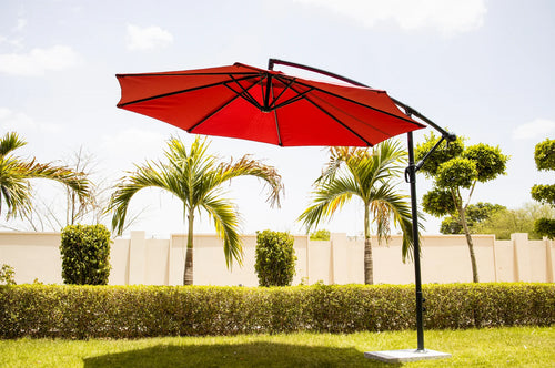 Virasat Luxury Side Pole Garden Umbrella With Stand Mahroon-VIRASAT FURNITURE & FURNISHING