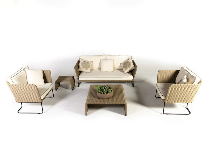 Virasat Ricci Outdoor Sofa Set 2 Seater , 2 Single seater and 1 Center Table (Brown + Beige)