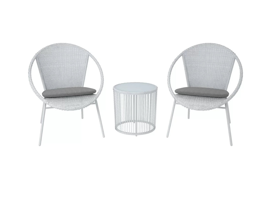 Virasat Outdoor Patio Seating Set 2 Chairs and 1 Table Set White