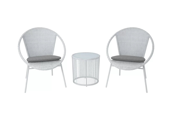 Virasat Outdoor Patio Seating Set 2 Chairs and 1 Table Set White
