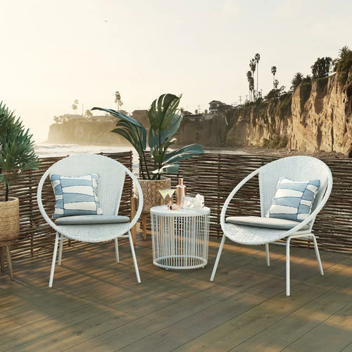 Virasat Outdoor Patio Seating Set 2 Chairs and 1 Table Set White-VIRASAT FURNITURE & FURNISHING