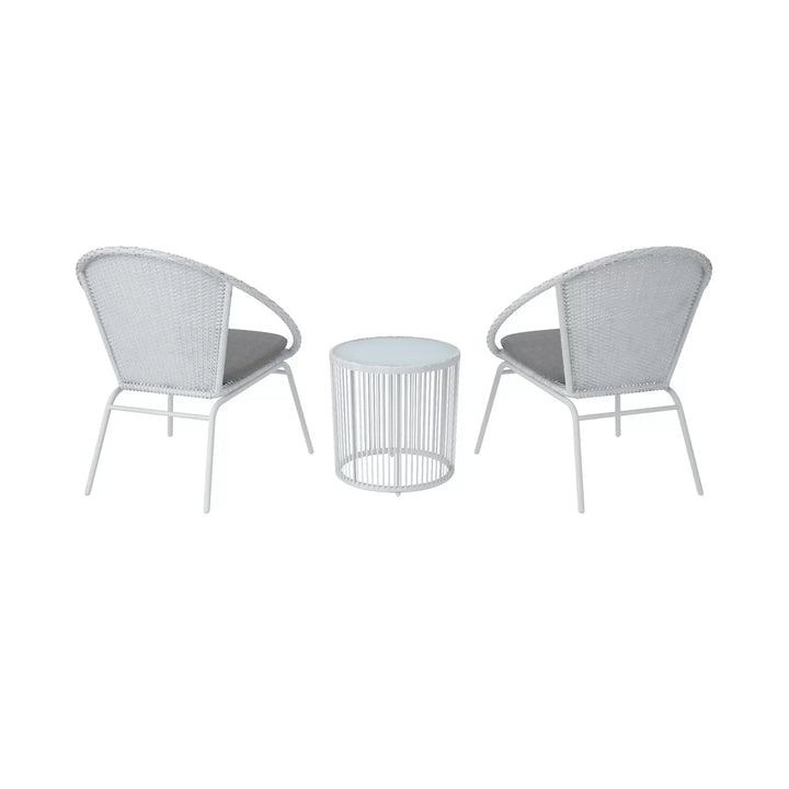 Virasat Outdoor Patio Seating Set 2 Chairs and 1 Table Set White