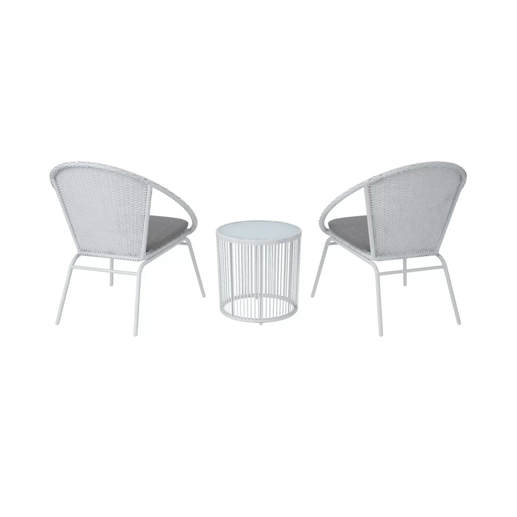 Virasat Outdoor Patio Seating Set 2 Chairs and 1 Table Set White-VIRASAT FURNITURE & FURNISHING