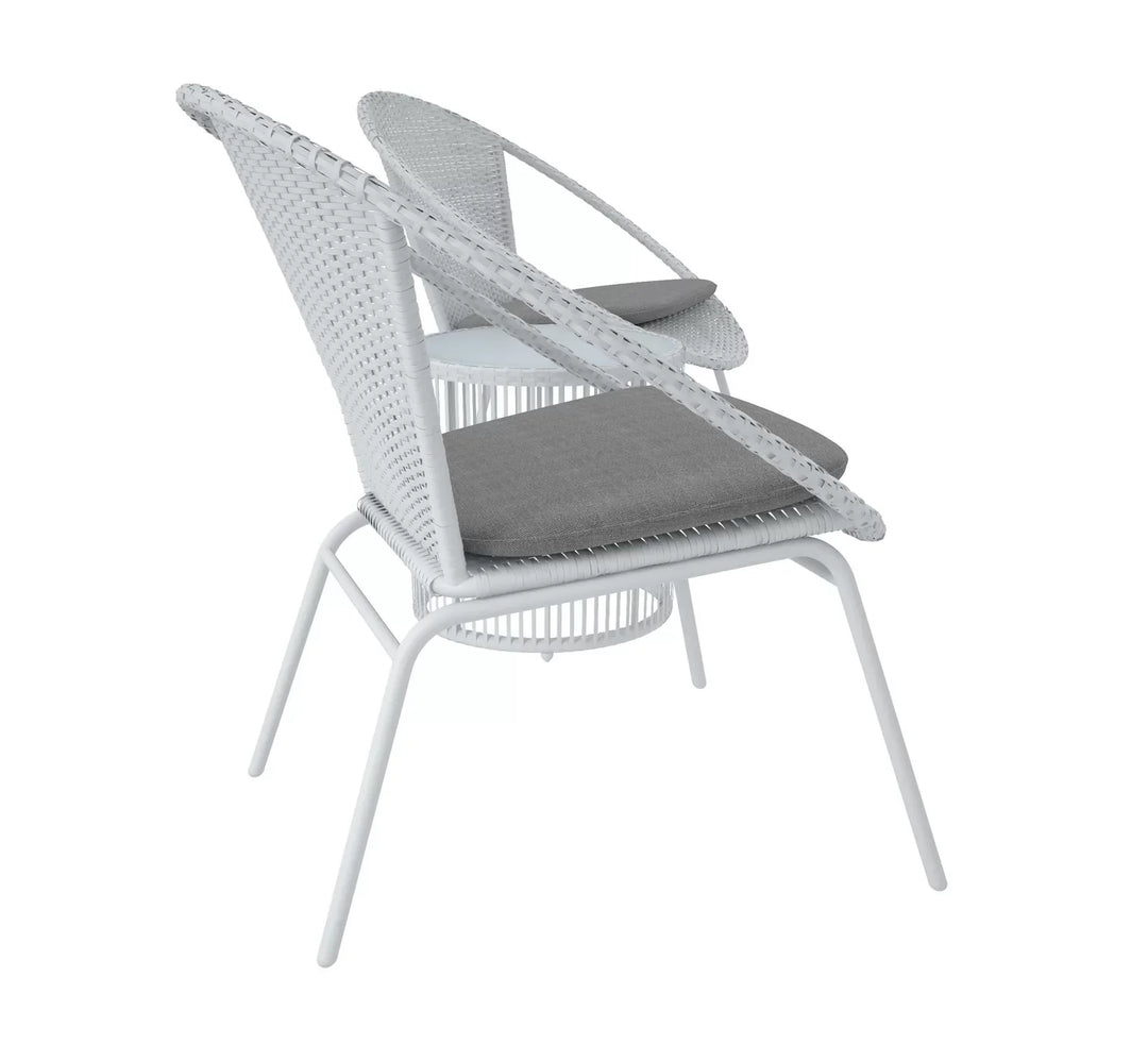 Virasat Outdoor Patio Seating Set 2 Chairs and 1 Table Set White