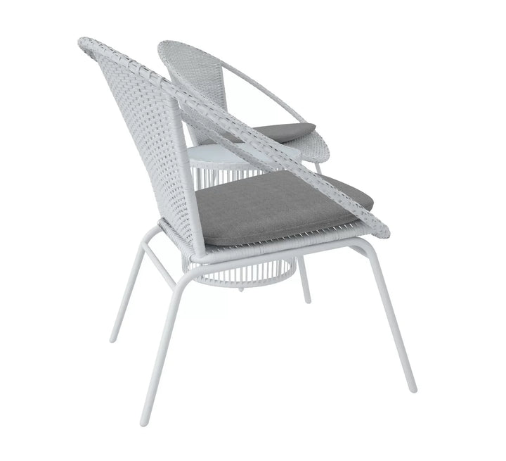 Virasat Outdoor Patio Seating Set 2 Chairs and 1 Table Set White
