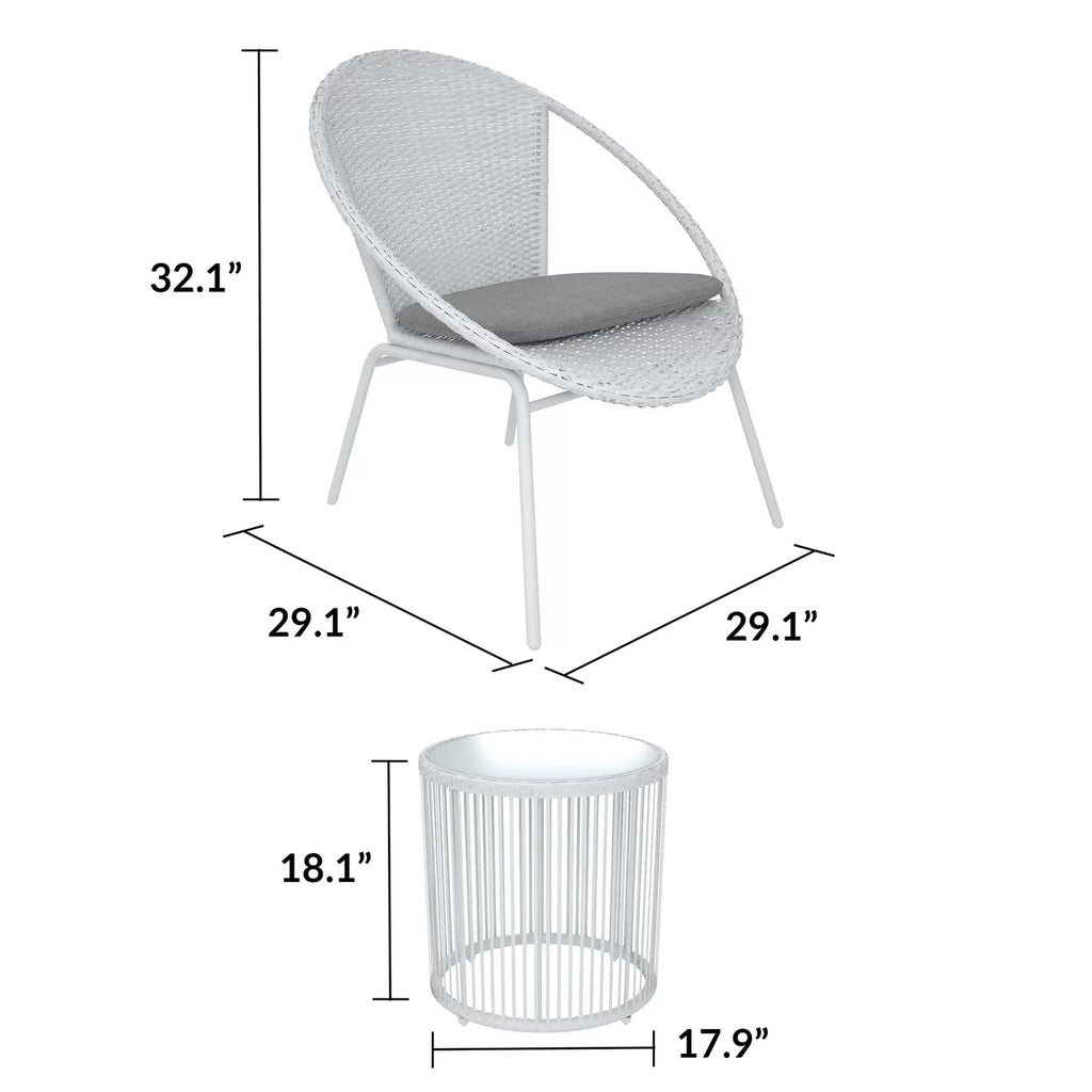 Virasat Outdoor Patio Seating Set 2 Chairs and 1 Table Set White-VIRASAT FURNITURE & FURNISHING