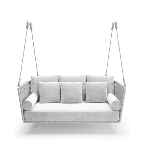 Virasat Double Seater Hanging Swing Without Stand For Balcony , Garden Swing (Silver) Braided & Rope-VIRASAT FURNITURE & FURNISHING