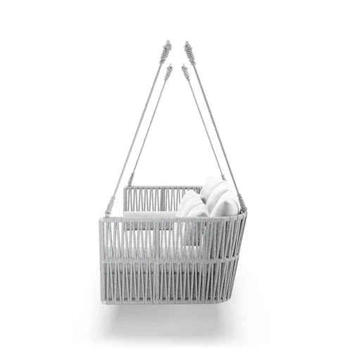 Virasat Double Seater Hanging Swing Without Stand For Balcony , Garden Swing (Silver) Braided & Rope-VIRASAT FURNITURE & FURNISHING