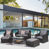 Virasat Outdoor Garden Balcony Sofa Set 2 Seater, 2 Single Seater With 2 Ottoman, 1 Center Table, 1 Side Table Set (Black)-VIRASAT FURNITURE & FURNISHING