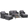 Virasat Outdoor Garden Balcony Sofa Set 2 Seater, 2 Single Seater With 2 Ottoman, 1 Center Table, 1 Side Table Set (Black)-VIRASAT FURNITURE & FURNISHING