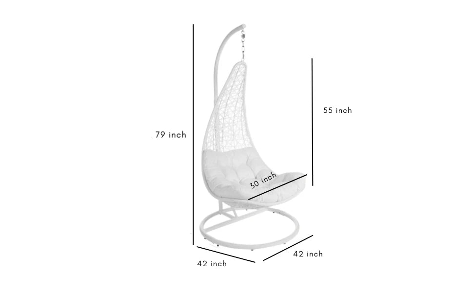 Virasat Single Seater Hanging Swing With Stand For Balcony , Garden Swing (White)-VIRASAT FURNITURE & FURNISHING