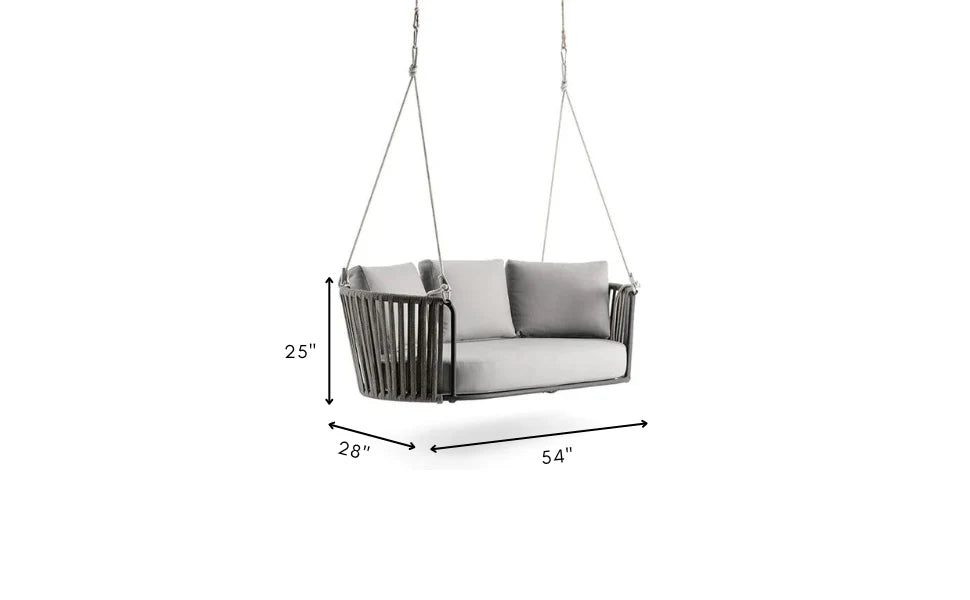 Virasat Double Seater Hanging Swing Without Stand For Balcony, Garden Swing (Grey) Braided & Rope-VIRASAT FURNITURE & FURNISHING