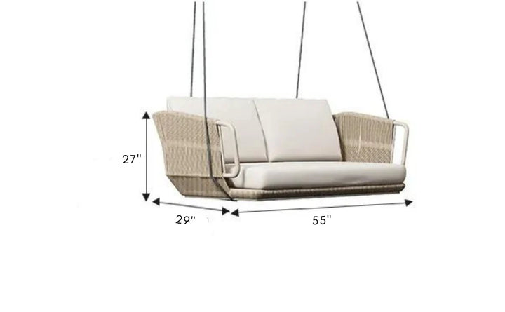 Virasat Pascale Double Seater Hanging Swing Without Stand For Balcony , Garden Swing (Beige) Braided & Rope